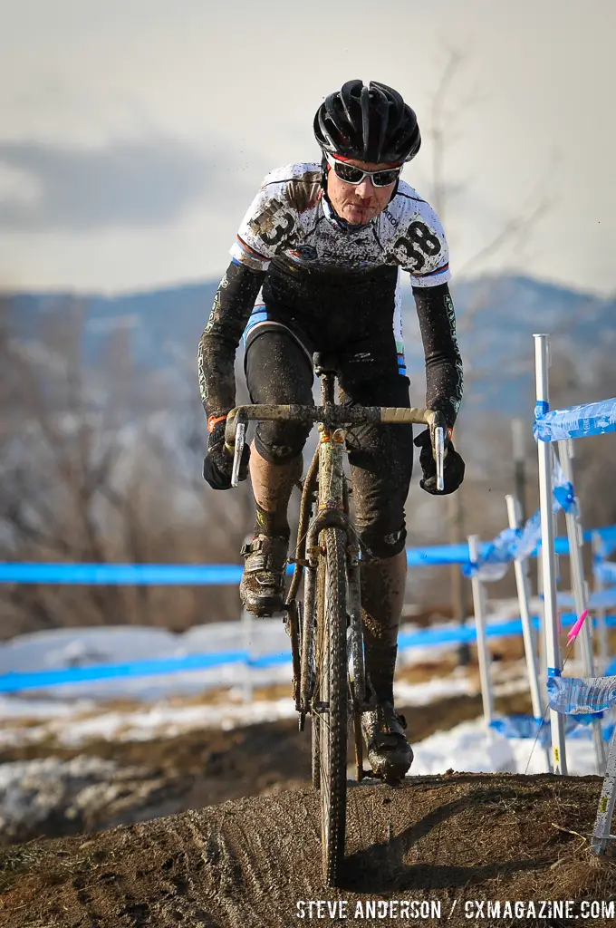 Ellen Sherrill appears comfortable in the drops despite a bloody nose.  © Steve Anderson