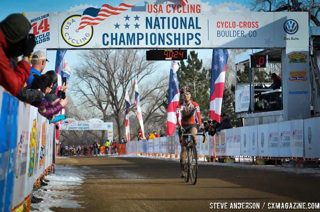 Mo Bruno-Roy takes the Women\'s Singlespeed National Championship title. © Steve Anderson