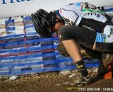 Ellen Sherrill tends to a pretty mean nose bleed that she developed during the race. © Steve Anderson