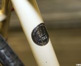 The brass-colored theme continues with the seat tube branding, complete with build year and location. Six Eleven Bicycle Co.'s Best Cyclocross Bike at NAHBS 2012. ©Cyclocross Magazine