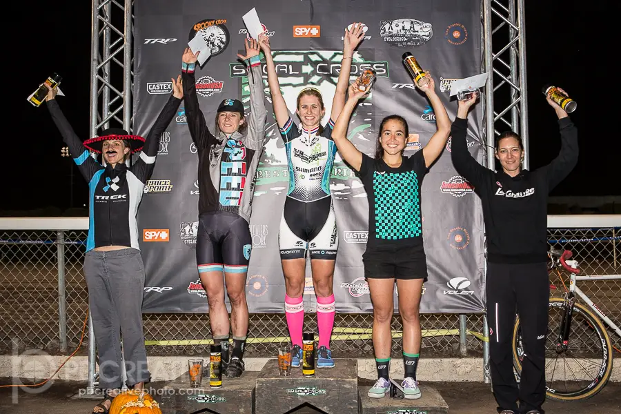 The Spooky Cross Women’s A podium. © Philip Backman