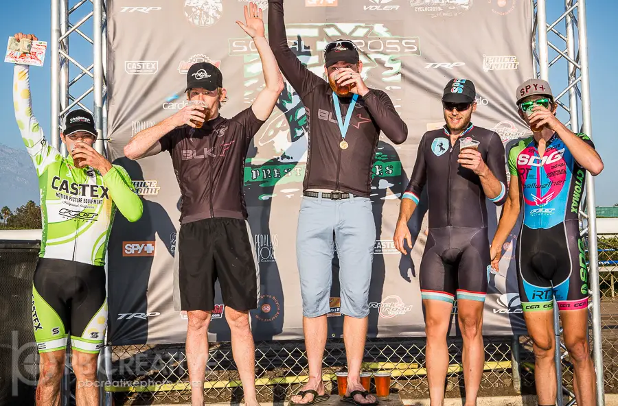 Not your typical podium picture. It was a long weekend for the Men’s A winners. © Philip Beckman