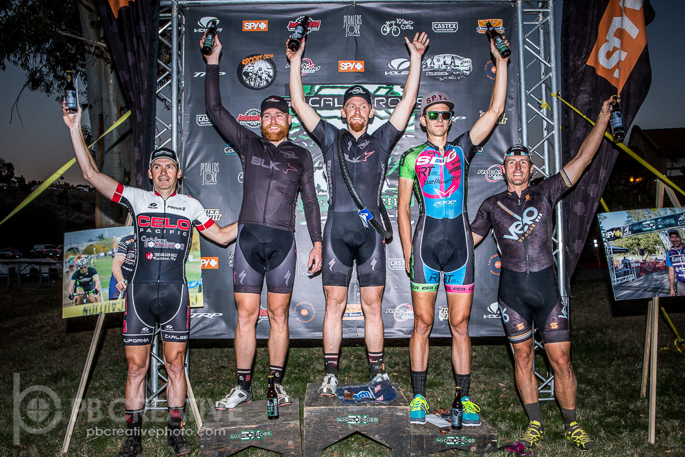 The Men’s A podium from left to right: Brent Prenzlow, Brandon Gritters, Kyle Gritters, Jason Siegle and Elliot Reinecke. © Philip Beckman