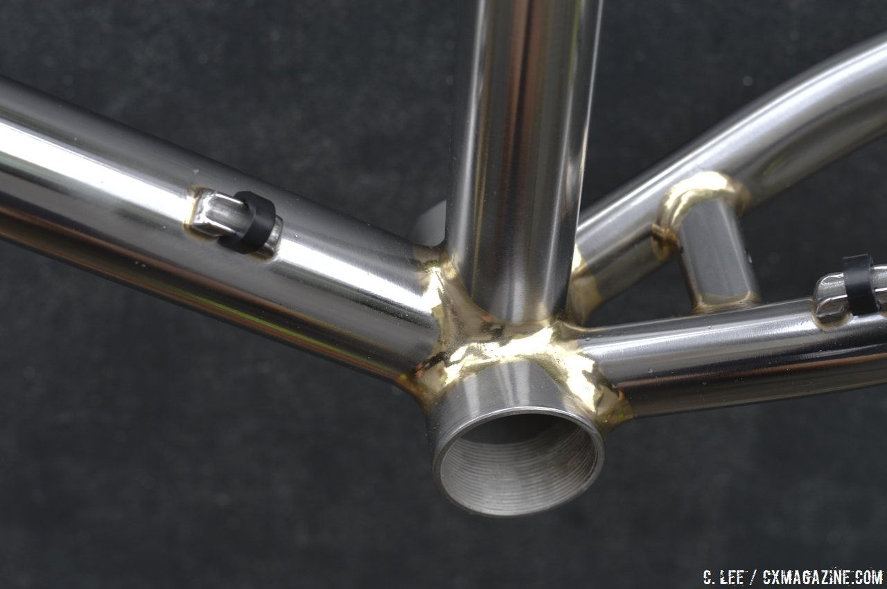 Soma Fabrications\' stainless steel Triple Cross disc brake cyclocross bike. © Cyclocross Magazine
