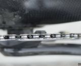 SRAM's new Force CX1 single ring features the wide tooth, narrow tooth pattern seen on XX1, now on a cyclocross drivetrain. Chain placement is slightly inboard from the outter ring position. © Cyclocross Magazine