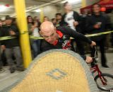 Going backwards on the course, hungry for dollars. SSCXWC 2011 Party and Qualifiers. © Cyclocross Magazine