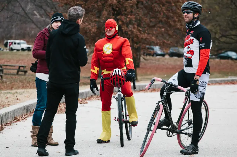 The Flash, chatting pre-race. SSCXWC 2013. ©  Dominic Mercier