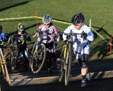 Van Gilder (C3/Athletes Serving Athletes) leads Natasha Elliott (Garneau Club/Chaussure/Ogilvy), Andrea Smith (Ladies First Racing) and Sally Annis (crossresults.com p/b JRA Cycles) up the stairs ©Natalia Boltukhova | Pedal Power Photography | 2010