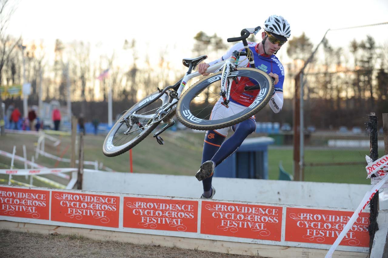 Luke Keough (Champion System p/b Keough Cyclocross) didn’t hop the barriers, but did stay with Powers the longest ©Natalia Boltukhova | Pedal Power Photography | 2010