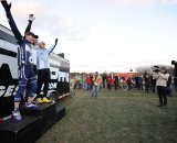 The men’s podium (L to R) – Luke Keough, Powers, Myerson ©Natalia Boltukhova | Pedal Power Photography | 2010