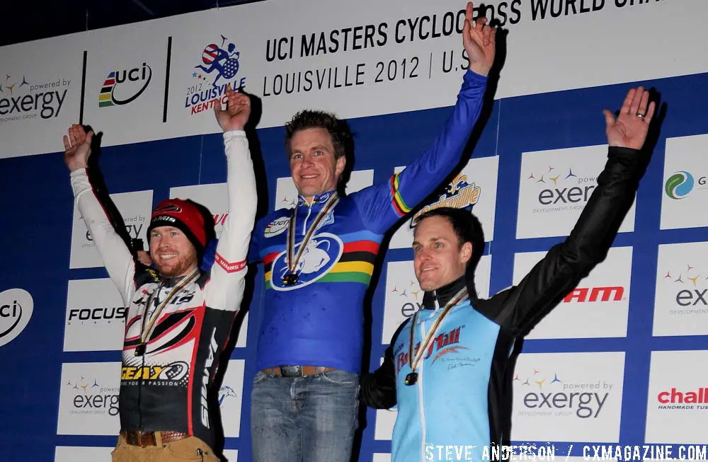 Mens 30-34 podium 1. Sven Van Eyndt 2. Thomas Turner, Jamis Factory Team 3. Andrew Reardon, Bob\'S Red Mill Cyclocross ©Steve Anderson