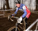 Don Myrah staying focused and calm on his way to the win in the mens 45-49 race. ©Steve Anderson