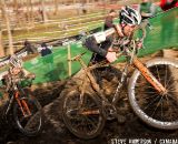 Peter Webber and Brandon Dwight of Boulder Cycle Sport are one, two at the top of the last run up en route to a one two finish in the mens 40-44 race.©Steve Anderson