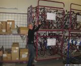 Old Katusha team bikes in 'bike prison'. I tried to free them © Sue Butler  