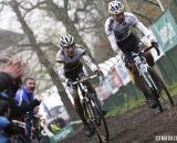 Sven Nys, right, and Philipp Walsleben on the straight away. Â©Â Bart Hazen / Cyclocross Magazine