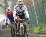 Sven Nys leading Lars van der Haar on the straight away. Â© Bart Hazen / Cyclocross Magazine