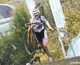 Nikki Harris on the run-up. Â©  Bart Hazen / Cyclocross Magazine