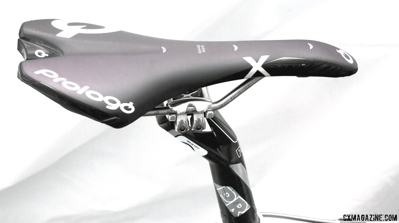 Sven Nys\' Colnago Prestige relies on Prologo\'s XZero saddles with titanium rails instead of his Selle Italia SLR from last year, but still uses a PRO Vibe carbon post and bar. Cross Vegas 2013. © Cyclocross Magazine