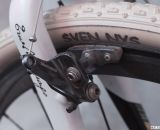Sven Nys' winning-Colnago Prestige still features the affordable CX70 cantilevers but also the expensive, Nys special white Dugast Typhoons. Cross Vegas 2013. © Cyclocross Magazine