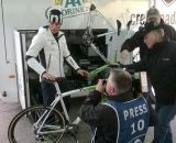 Sven Nys' new Trek Boone IsoSpeed carbon cyclocross bike got a bit of TV time at the GP Sven Nys in Baal. © Cyclocross Magazine