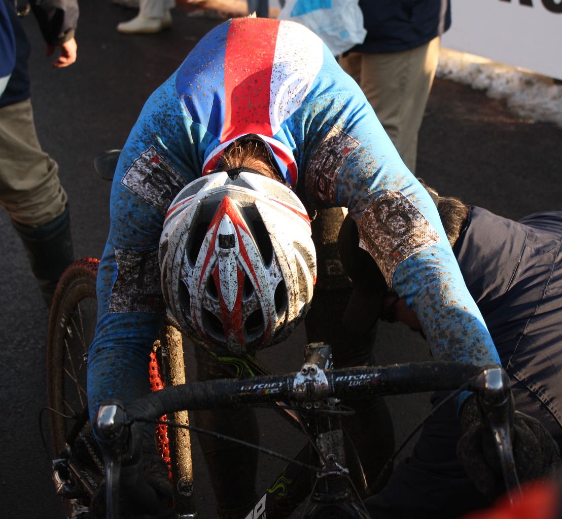 Bina is either exhausted or determining how hard it\'ll be to clean his bike. 2010 Cyclocross World Championships, Tabor. ? Dan Seaton