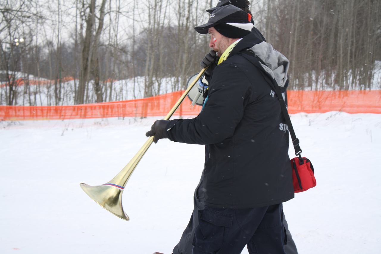 It was so cold, this horn was frozen to this fan's lips. 2010 Cyclocross World Championships, Tabor. ? Dan Seaton