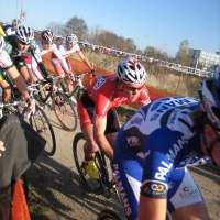 jonathan on niels albert wheel onto dirt first lap - rob peeters behind as is christian heule on right with swiss natl jersey