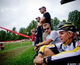 Local resident Joe Dombrowski, fresh off his European road season with Trek-LIVESTRONG, took in some of the action before jumping in the Tacchino CX tandem race later. © Jay Westcott