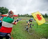 The Tacchino CX's namesake turkey mascot was in evidence throughout the day, handing out primes and other encouragement. © Jay Westcott