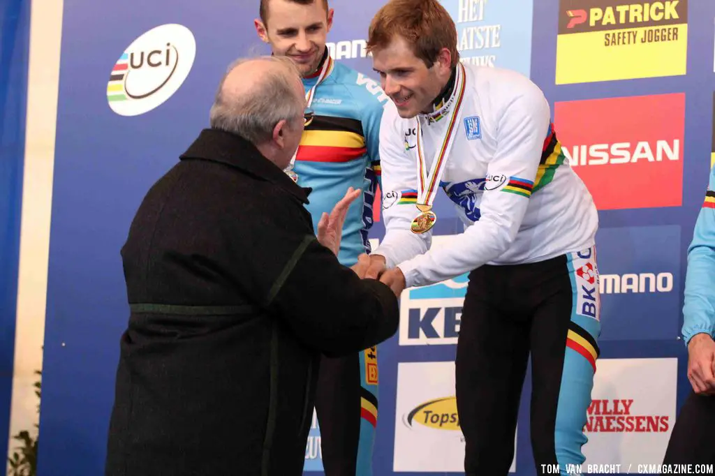 Belgium\'s King Albert II greets his namesake, and ruler of the cyclocross roost. ©Thomas van Bracht 