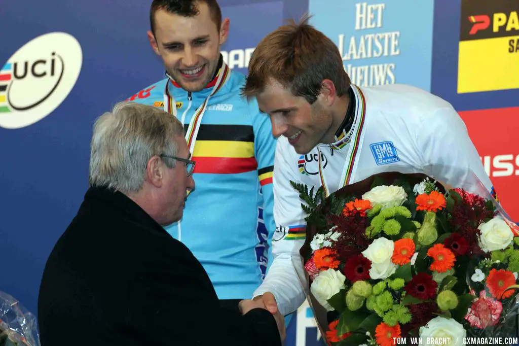 Belgium\'s King Albert II greets his namesake, and ruler of the cyclocross roost. ©Thomas van Bracht 