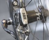 The TRP HY-RD cable-actuated hydraulic disc brake features a locking thumbscrew to aid in setup and avoid accidental piston displacement when a wheel and rotor aren't in place. © Cyclocross Magazine