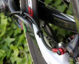 The rear brake line for the TRP Brakes Parabox Hydraulic Disc Brake Adaptor sits on top of the chainstay. © Cyclocross Magazine