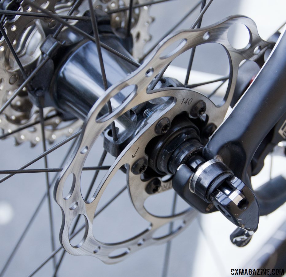 TRP Brakes\' Spyre Mechanical Disc Brake comes with 140mm or 160mm Tektro Lyra rotors. © Cyclocross Magazine