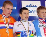 The U23 podium (left to right): Mike Teunissen, Lars van der Haar and Karel Hnik