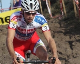 Vinnie Braet fights to control his bike through the mud. © Bart Hazen