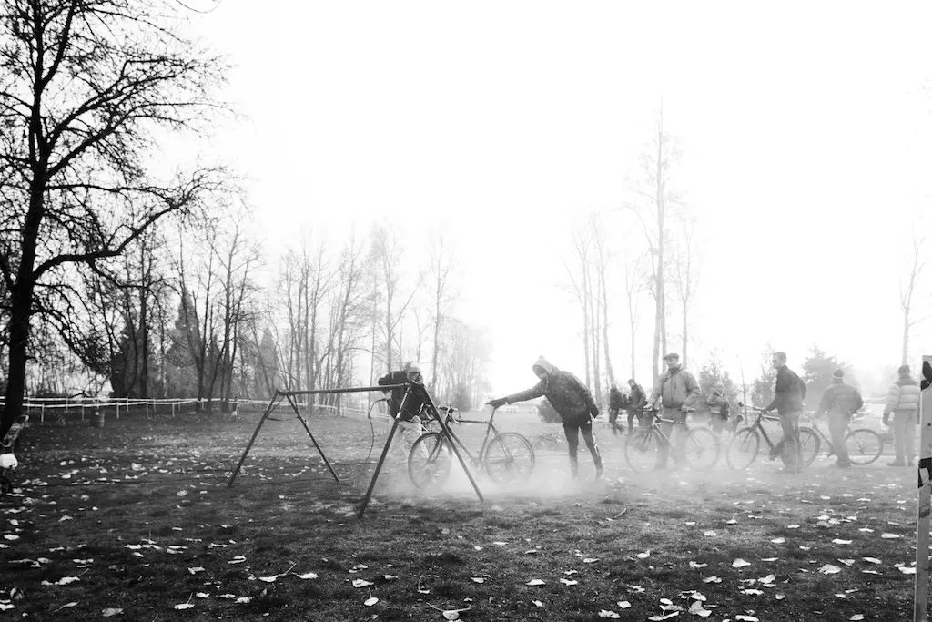 The morning was cold and foggy for the early USGP Stanley Portland Cup races. ? Joe Sales