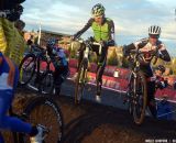 The two tallest riders -- Trebon and Kabush -- duke it out on the ride-up. © Cyclocross Magazine