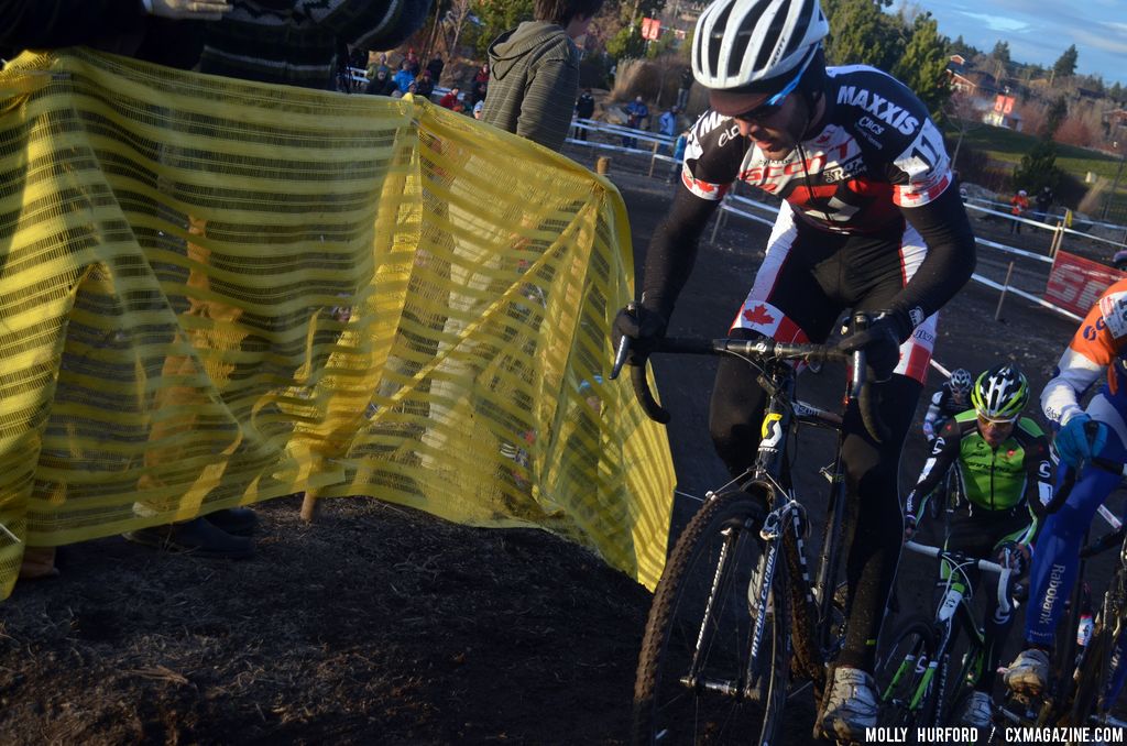 Kabush hits the ride-up full bore. © Cyclocross Magazine