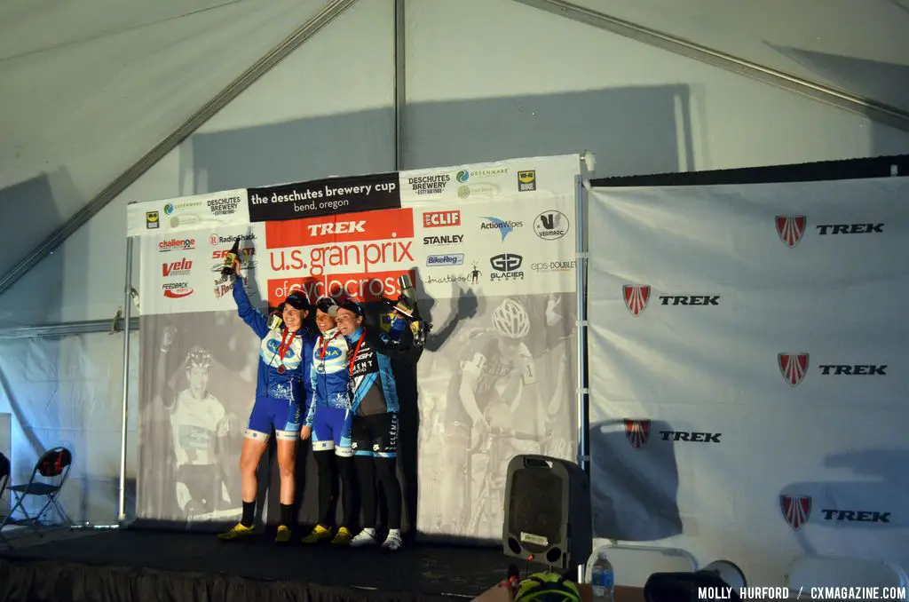The women\'s podium. © Cyclocross Magazine