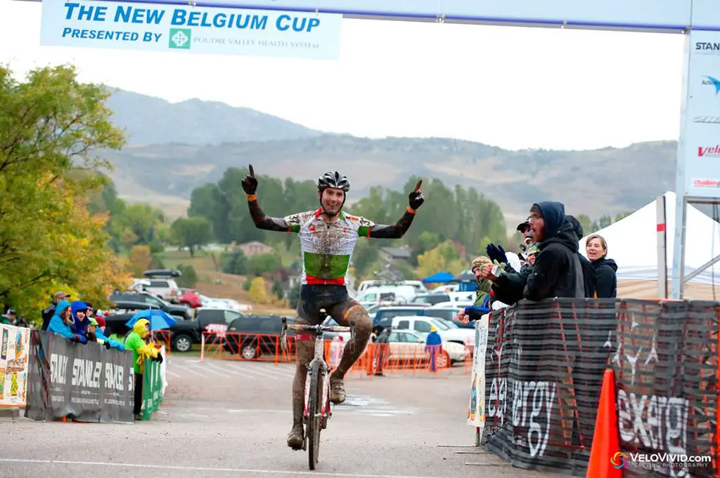 Yannick Eckmann (Pearlizumi/Shimano) takes the win in the U/23 on Day 1 of the USGP Fort Collins. © VeloVivid Cycling Photography