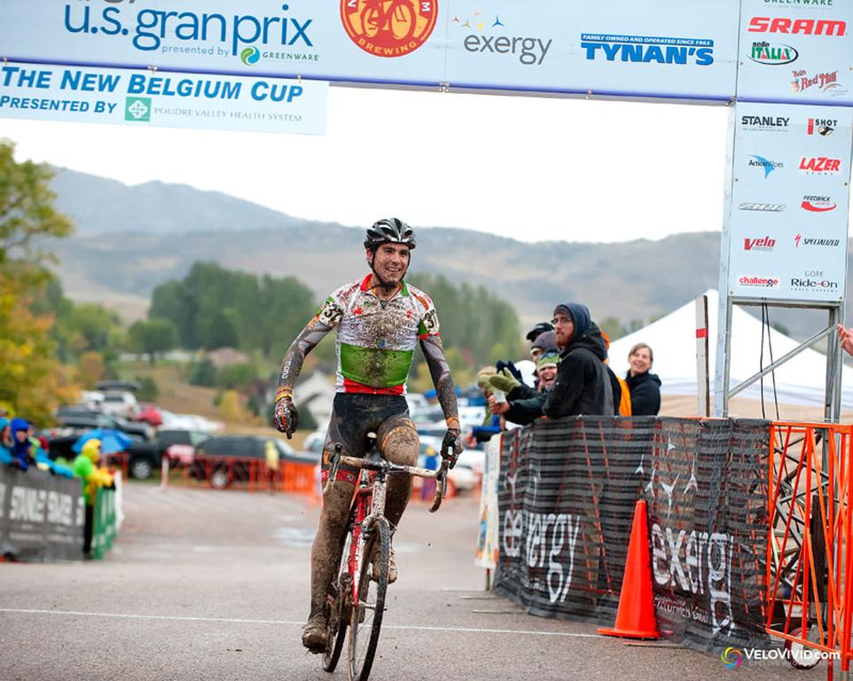 Yannick Eckmann (Pearlizumi/Shimano) takes the win in the U/23 on Day 1 of the USGP Fort Collins. © VeloVivid Cycling Photography