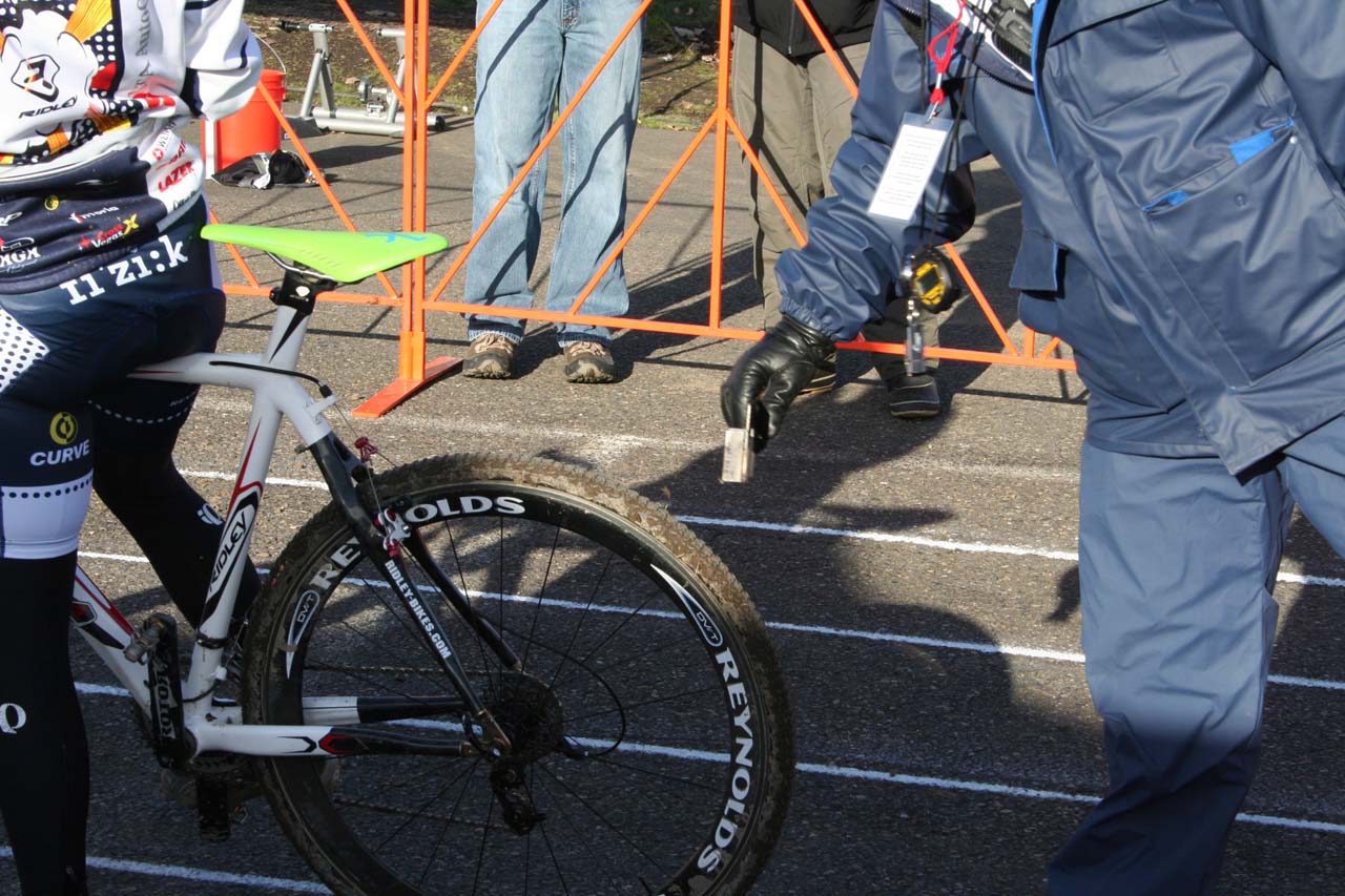 UCI officials had the tire calipers in action  © Josh Liberles
