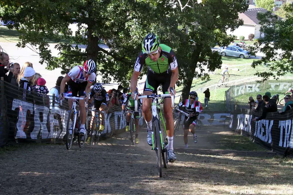 Powers and Trebon power up the hill. © Amy Dykema