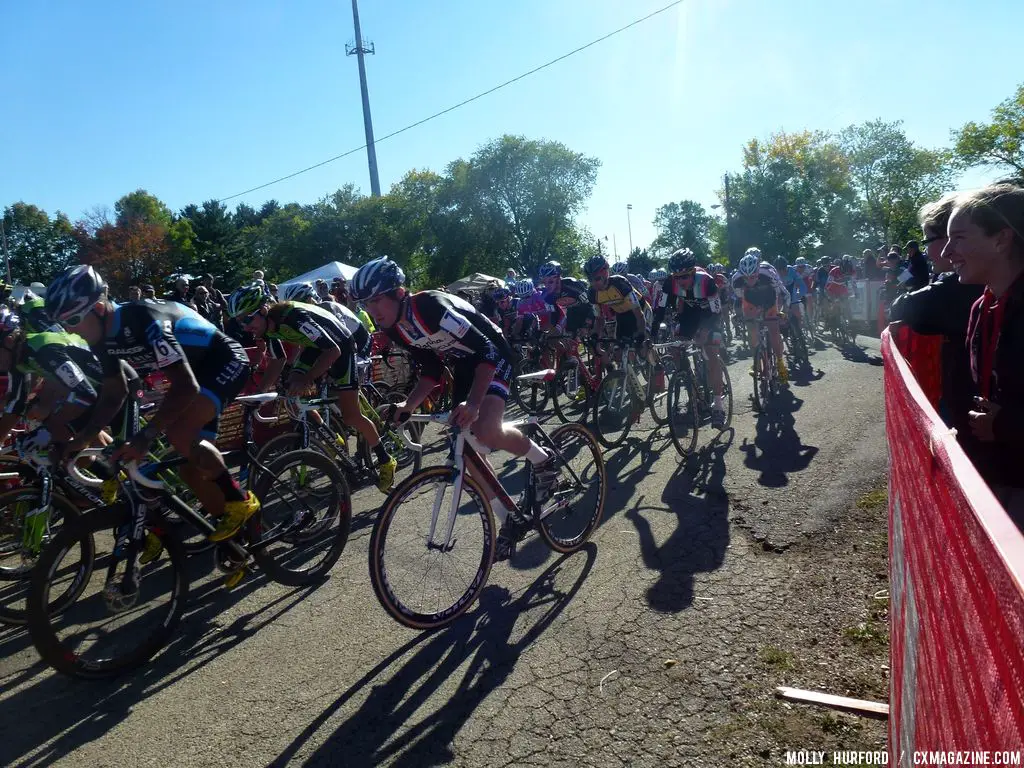 The men battle for the holeshot at USGP Sun Prairie Day 2. © Cyclocross Magazine