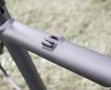 Top tube routing for rear brake and derailleur on the 2014 Van Dessel Aloominator cyclocross frame. © Cyclocross Magazine