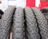 The Vee Rubber tires all have V designs in the name and tread. Here we have the Flying V, Race V, 7 and Rail cyclocross tires come in 700x35c and some in 40c. Interbike 2011. © Cyclocross Magazine