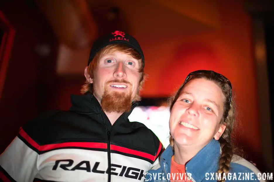 Craig Etheridge (Raleigh) posing with Bishop\'s Cycling Team member Debbie Baker. © VeloVivid Photography