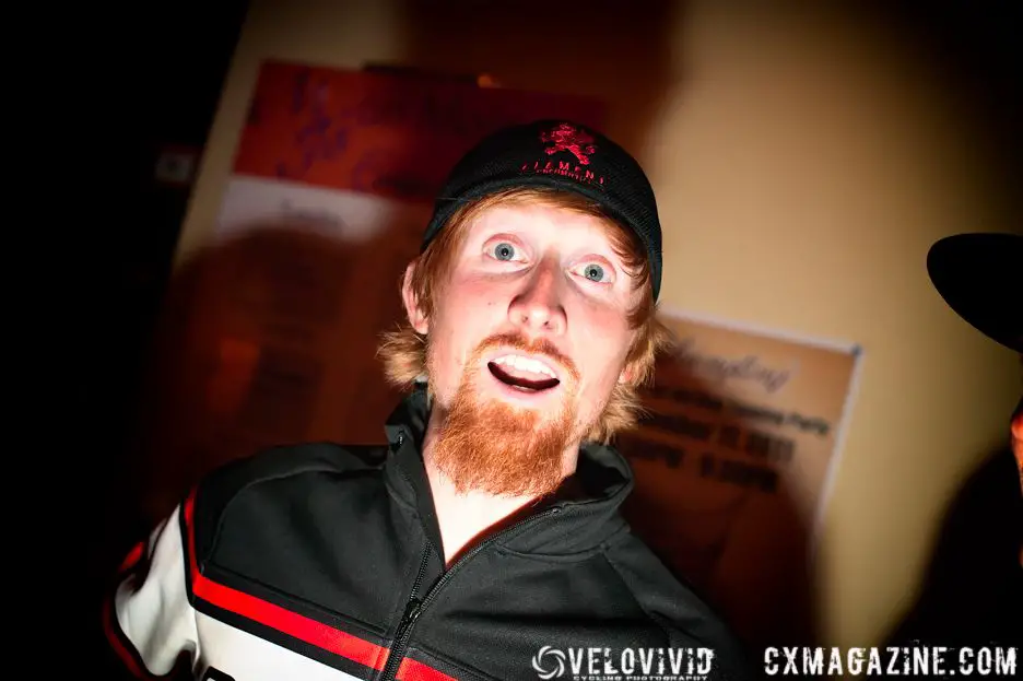 Craig Etheridge (Raleigh) reacting to the news that he would have to ride a unicycle in day 2 of the Cincy3 Cyclocross Festival. © VeloVivid Photography