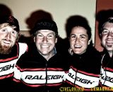 Team Raleigh riders Craig Etheridge & Jenni Gaertner posing with Team manager Jonny Sundt & Sean Burkey from Raleigh USA. © VeloVivid Photography